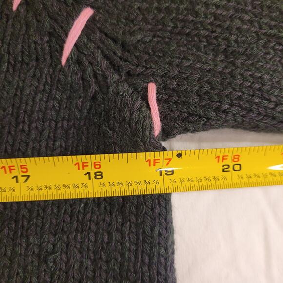 Quacker Factory Pig Quarter-Zip Sweater Black/Pink Cotton Women's M NWT - Picture 15 of 16